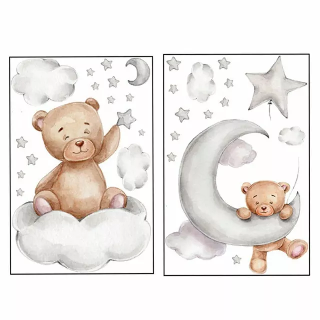 2x Sticker Petit ours Sticker mural chambre bébé pour enfants Sticker vinyle 2