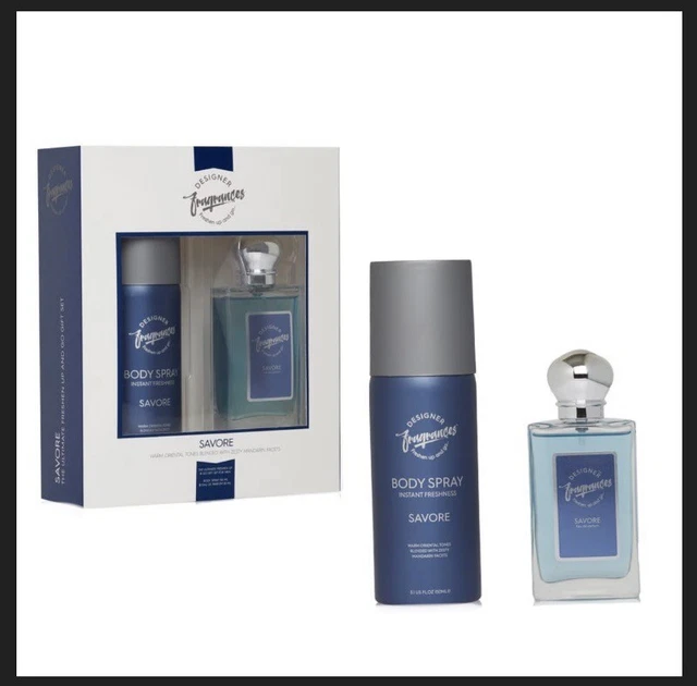 DESIGNER FRAGRANCES SAVORE Mens Gift Set (EDP & Body Spray) *NEW