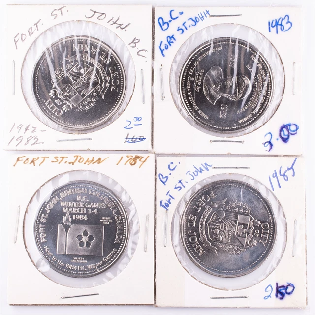 $1 1982-1985 Fort St. John, British Columbia Canadian Municipal Tokens x4 NBS