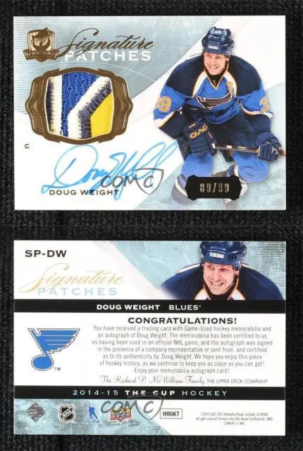 2014-15 Upper Deck The Cup Signature Patch /99 Doug Weight #SP-DW Patch Auto