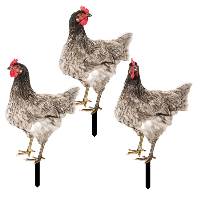 3 Pcs Animal Garden Stake Rooster Garden Statue Hen Chicken Statues 14.1X23.7CM