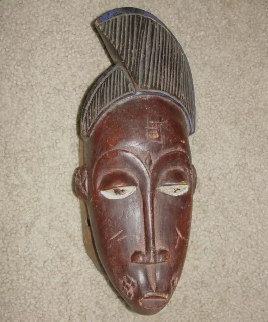Beautiful African Baule Guro Rare Crest Passport Mask Hand Carved Tribal Artwork