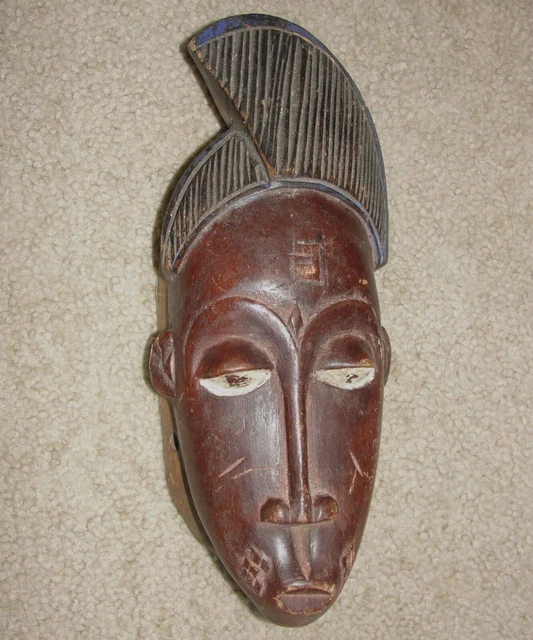 Beautiful African Baule Guro Rare Crest Passport Mask Hand Carved Tribal Artwork