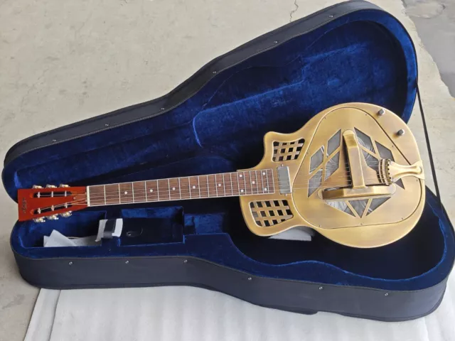 Guitarra resonadora eléctrica Cutway Tricone azul deslizable con pastilla