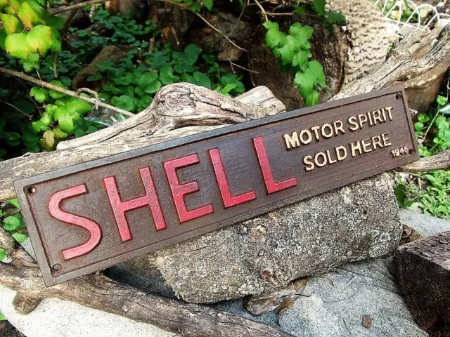 Shell Motor Spirit Sold Here Wall Plaque - Cast Iron Metal Sign - Oil Company