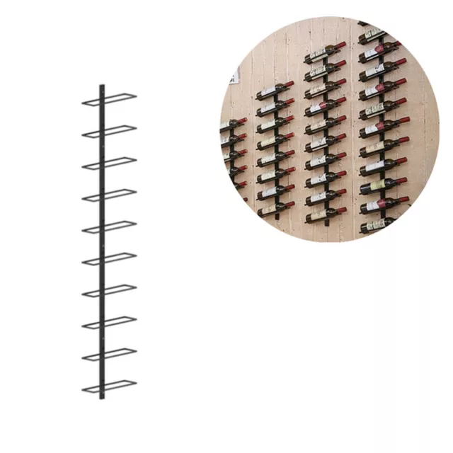 Wall-mounted Wine Rack for 10 Bottles Black Metal Wall Mounted Storage Display