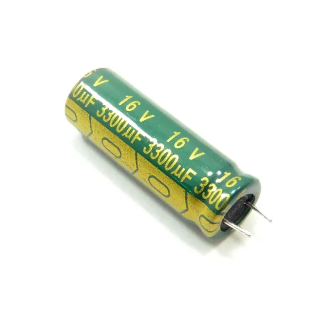 Radial Electrolytic Capacitor 16V 3300uF 105°C Green Gold