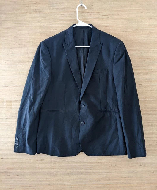 Asos Mens Blazer Black Size 42 Two Button Business Sport Coat Flaw