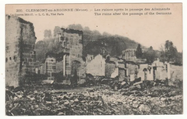 Cpa 55 - Clermont En Argonne : Ruines Après Le Passage Des Allemands (Meuse) Ww1