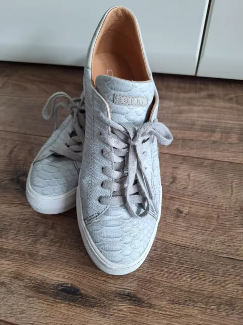 Esprit Damen Sneaker Schuhe Geschnürt Halbschuhe Gr.40 Grau Hellblau