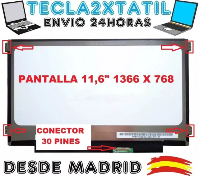 PANTALLA PARA PORTATIL N116BGE-EA2 Rev.C3 11,6" HD LCD LED 30 PIN EDP 1366X768