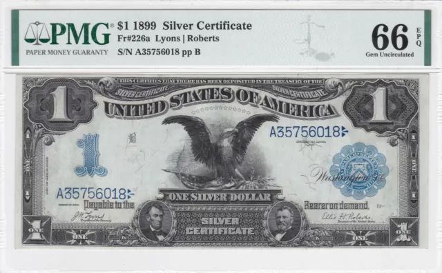 Key 1899 Black Eagle Silver Certificate Pmg Gem Unc-66 Exceptional Paper Quality