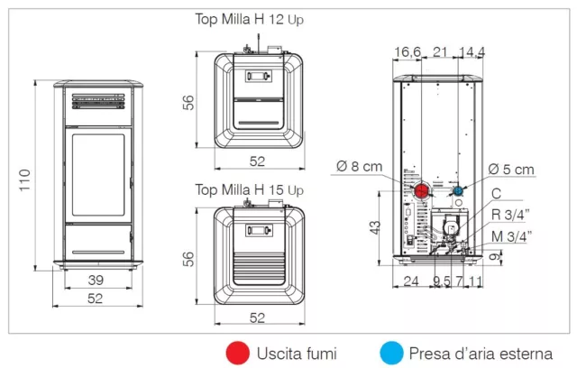 Termostufa a pellet 12,4 kW EDILKAMIN MILLA H 12 UP - invia mail per sconto 2