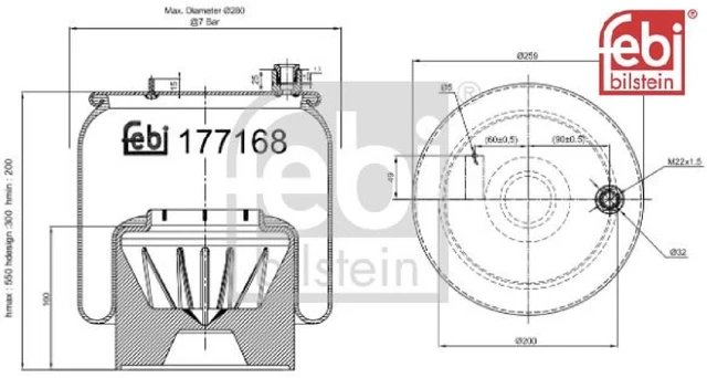 febi bilstein 177168 Federbalg für Luftfederung