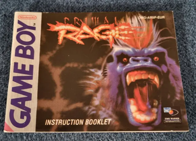 Replacement Instruction Manual for Nintendo Game Boy Primal Rage MANUAL ONLY