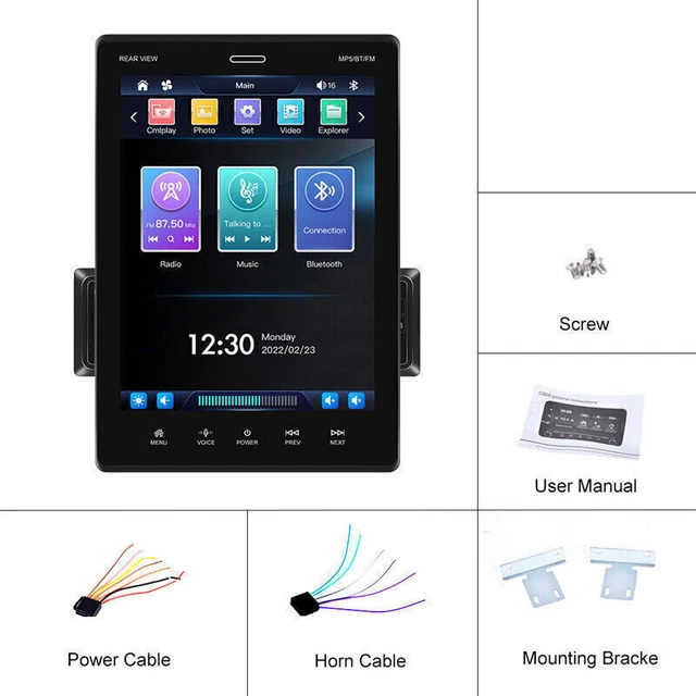9.5" Adjustable Carplay 1Din Car Radio Stereo MP5 Player IOS/Android Mirror Link