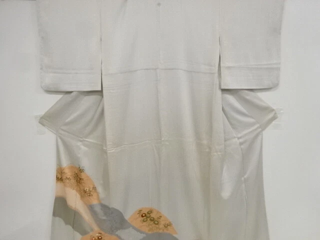 37470# Japanese Kimono / Antique Kimono / Embroidery / Shibori / Floral Plants &
