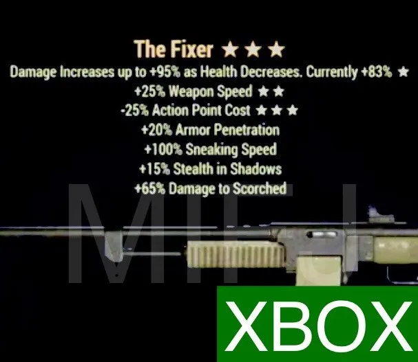 B2525 Fixer | Xbox Fallout Bloodied Faster Fire Rate 25 Less Action Point Cost
