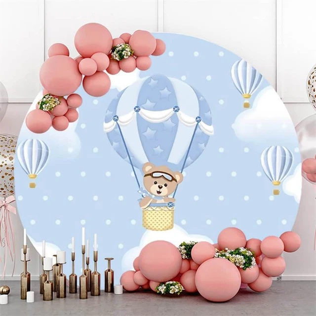 Cute Teddy Bear Round Castle Baby Shower Backdrop