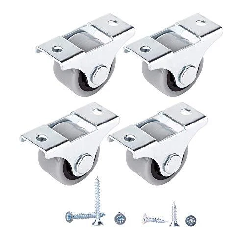 Lot de 4 mini-roulettes en caoutchouc de 25 mm avec plaque en métal pour meub...