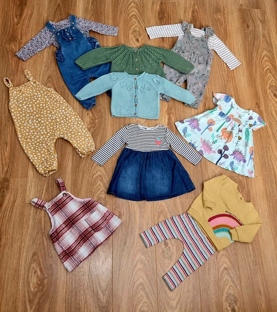 #35 Large Bundle Of Baby Girls All Next Clothes Age 6-9 Months Dungarees Dresses