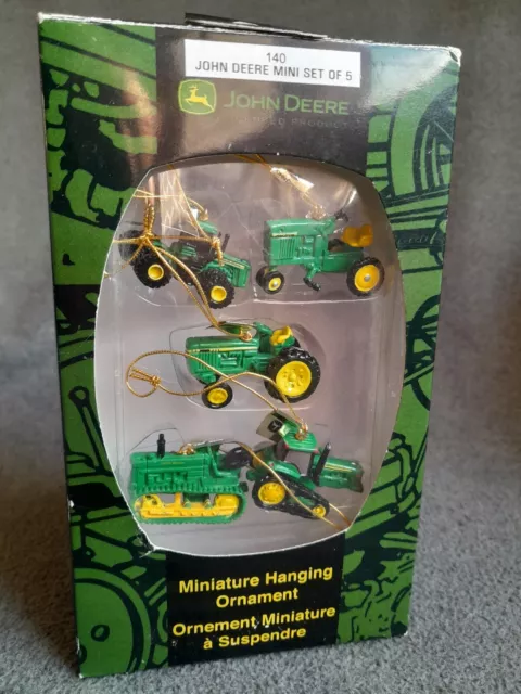 Vintage NOS John Deere Die Cast Tractors 5 Mini Christmas Tree Ornaments