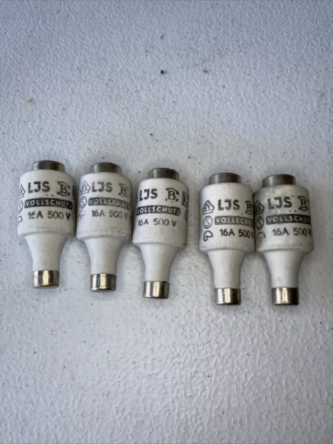 Lindner Vollschutz 16A 500V Ceramic Bottle Fuse - Lot of 5 NOS