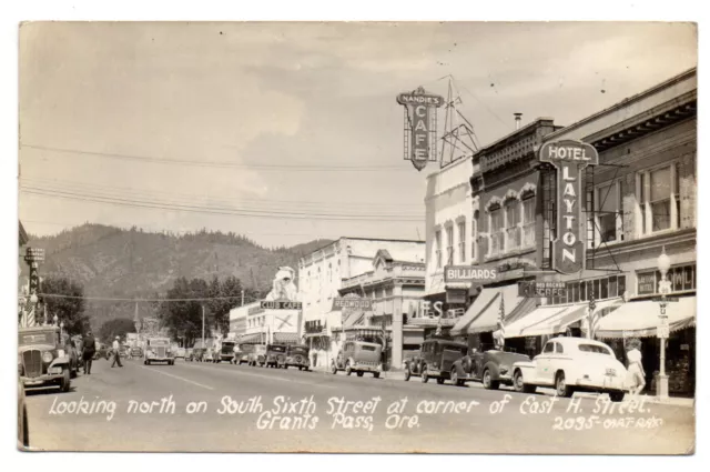 Vintage RPPC Grants Pass Oregon OR Street Scene Real Photo Postcard!