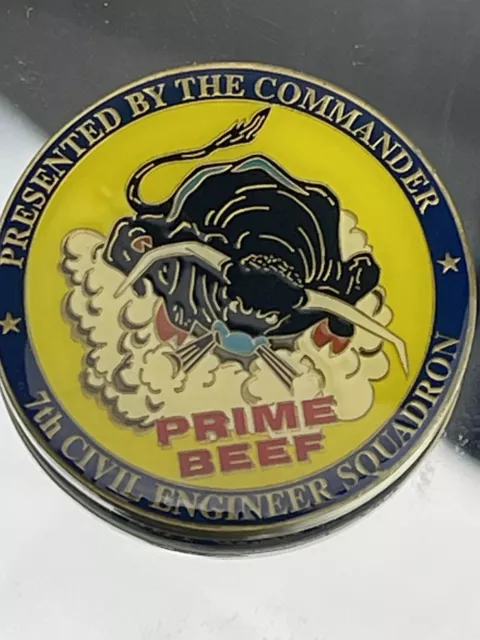 USAF Air Force 7th Civil Engineering Squadron Prime Beef Texas Challenge Coin