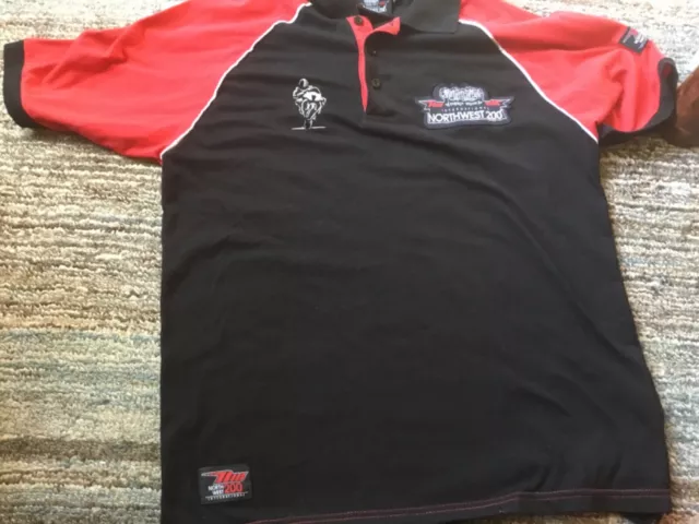 Polo Shirt ufficiale North West 200 - Taglia M - Nero/Rosso - Clinton
