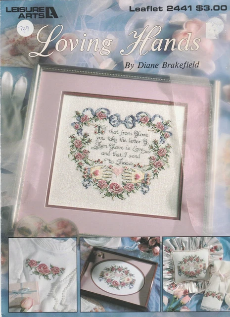 Loving Hands Heart Rose Flower Floral Cross Stitch Charts leaflet Leisure Arts