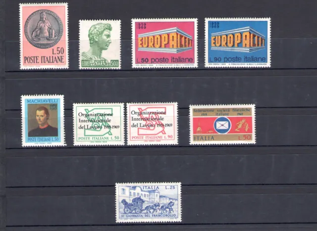 1969 Italie République, timbres neufs, année complète 9 valeurs - MNH**
