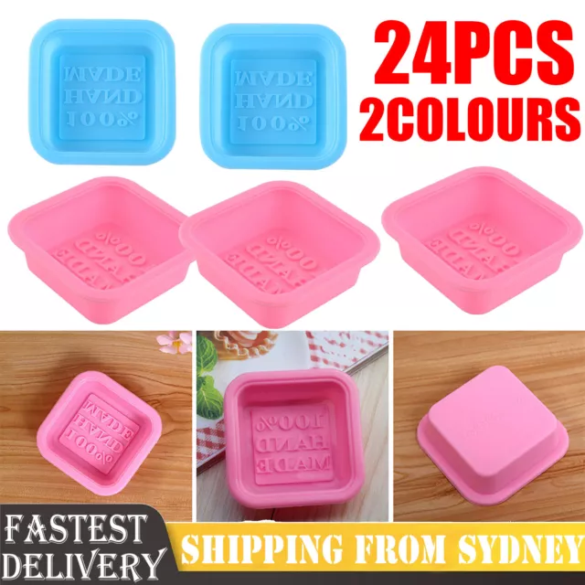 24pcs Silicone Soap Mould For DIY Handmade Soap Making Square Shape Molds NEW