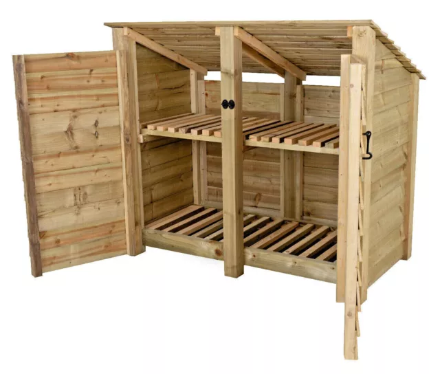 Wooden Log Store 4ft, Firewood Storage Width 1460mm x Height 1260mm x Depth 880m