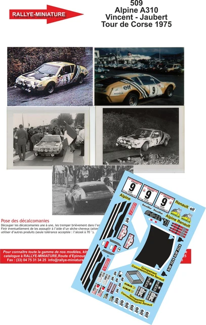 Décalcomanies 1/32 Alpine Renault A310 Manzagol Tour De Corse 1976 - RALLYE MINIATURE - Neuf