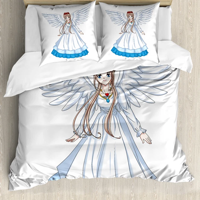 Anime Housse de Couette Cartoon avec Angel Wings