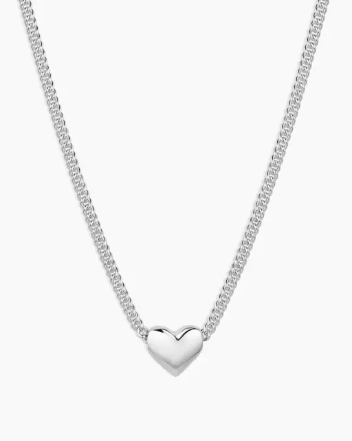 Gorjana Lou Heart Charm Necklace Silver Plated Jewelry