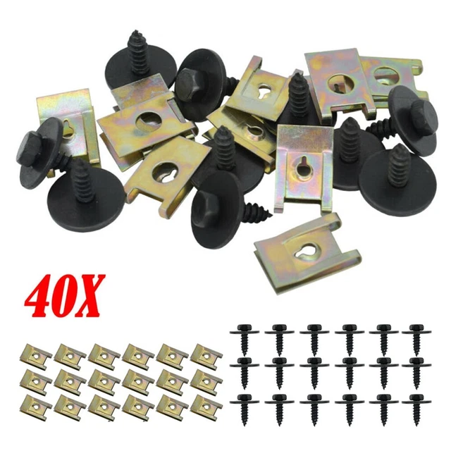 40 Pcs Clips De Fixation Voiture, Vis Et Boulons De Voiture, U-Clip Fixation, Écrou Et Clip