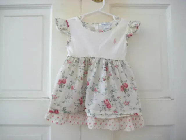 Ralph Lauren baby dress floral white /pink  size 6 Months