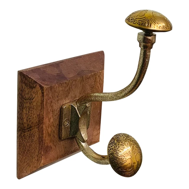 Single Tree Of Life Coat Hook Vintage Gold Brass Wall Mounted Clothes Hat Hanger