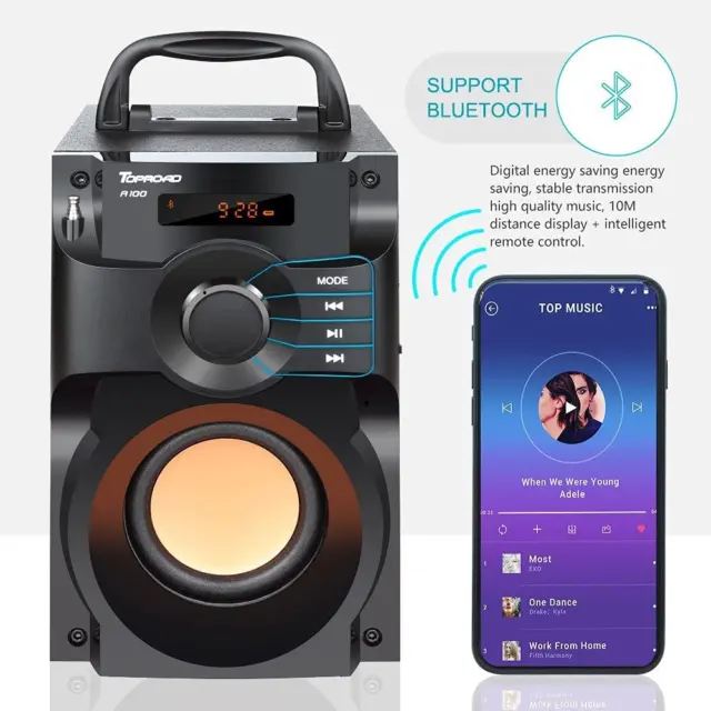 Bluetooth Lautsprecher, Tragbare Bluetooth 5.0 Musikbox Mit Subwoofer, Kabellose 3