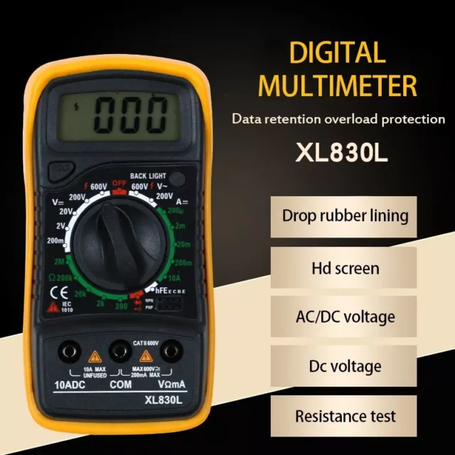 Electrical LCD Digital Multimeter Ohmmeter Multi OHM Tester AC DC Voltmeter 3