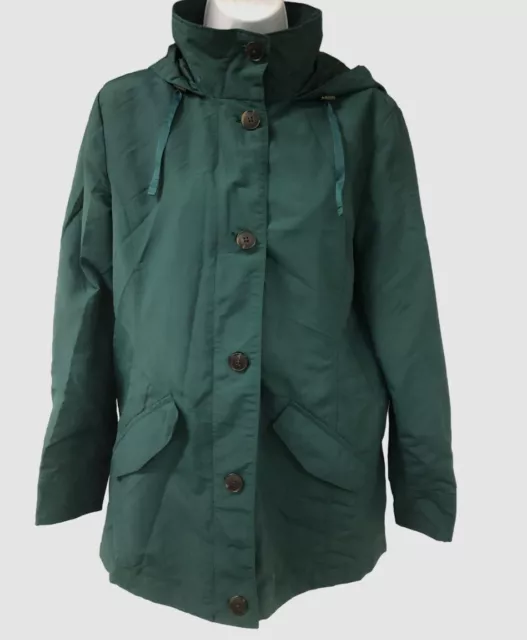 $95 LANDS' END Women's Green Full-Zip Hooded Windbreaker Coat Jacket ...