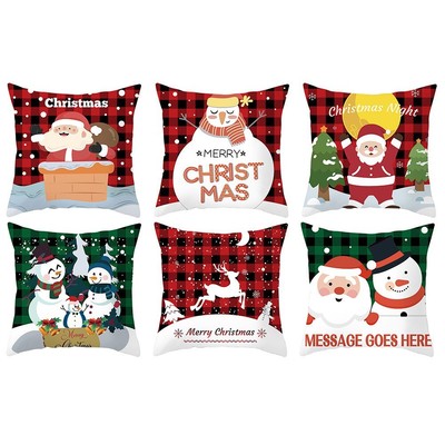 Merry-Christmas Rouge Séries Coussin Housse Taie Oreiller de Fête Élan Neige 