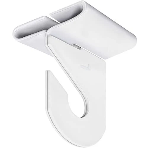10 Pair Drop Ceiling Hooks for Hanging, White Ceiling Tile Hooks (1" W x 1 ½" H)