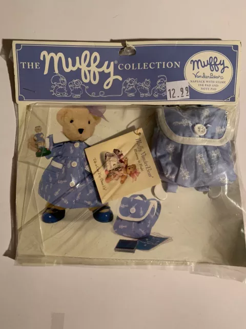 Muffy Vander Bear signature print napsack tote, ink & note pads sealed package