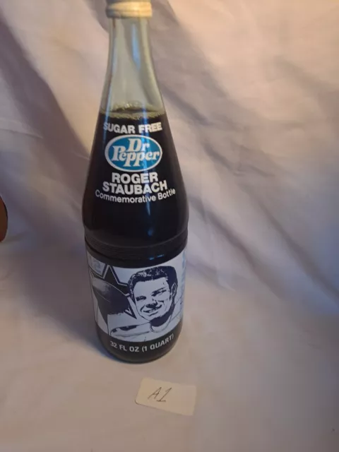 Sugar Free Dr Pepper Roger Staubach Commemorative Bottle 32 FL OZ Dallas Cowboys