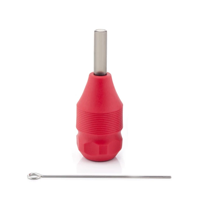 1x módulos de aguja de tatuaje desechable mango fijo profesional agarre 28 mm rojo