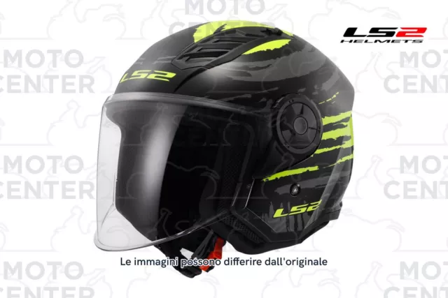 Casco Jet Ls2 Of616 Airflow Ii Brush Nero Giallo Lucido Visiera Lunga Taglia S (