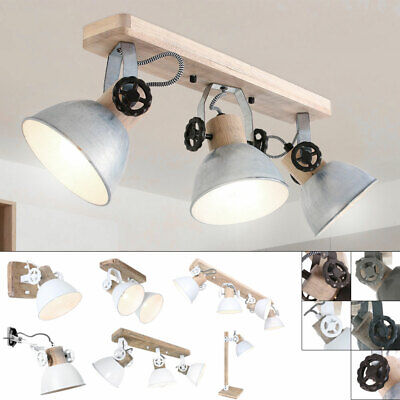 LED Plafond Mur Lampe Industrie-Stil Table Lampadaire Spots Réglable Bois